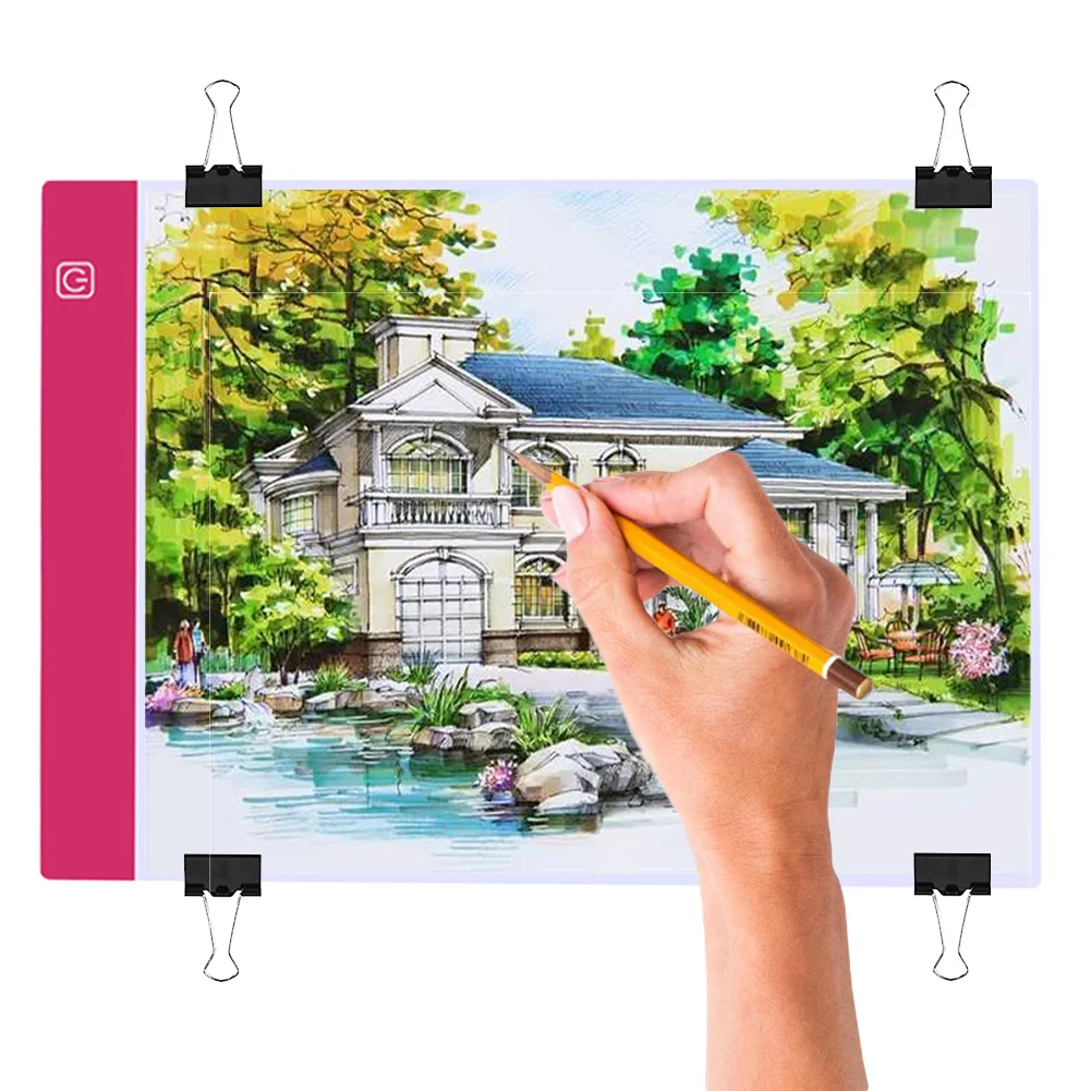 Diamond Painting A4 LED Light Pad LED Drawing Board Copy Board Tools (Pink)
