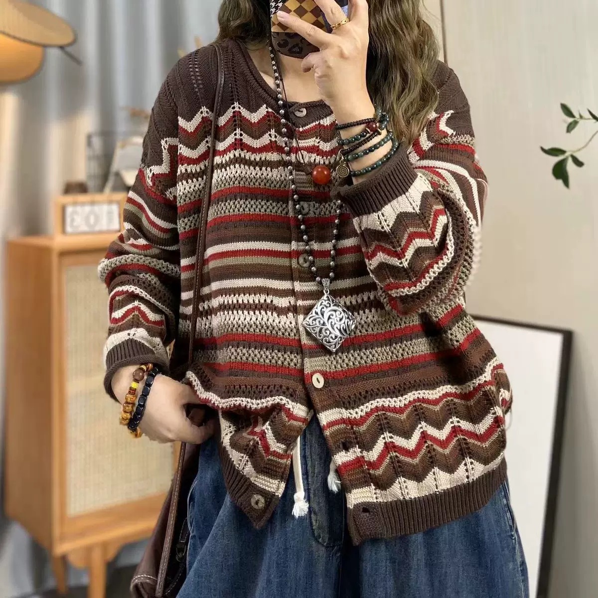 Chicfifth Sweater Women Winter Long Sleeve High Quality Autumn Vintage Top Knitted Cardigan