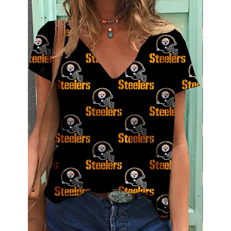Pittsburgh Steelers Lightweight Short Sleeve V-Neck T-Shirt