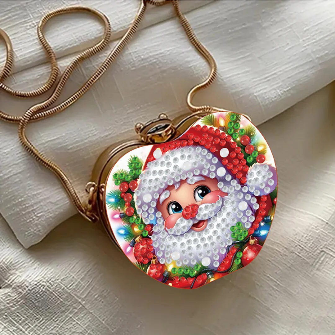 Santa Claus DIY Acrylic Love Art Diamond Painting Coin Purse w/ Chain for Women