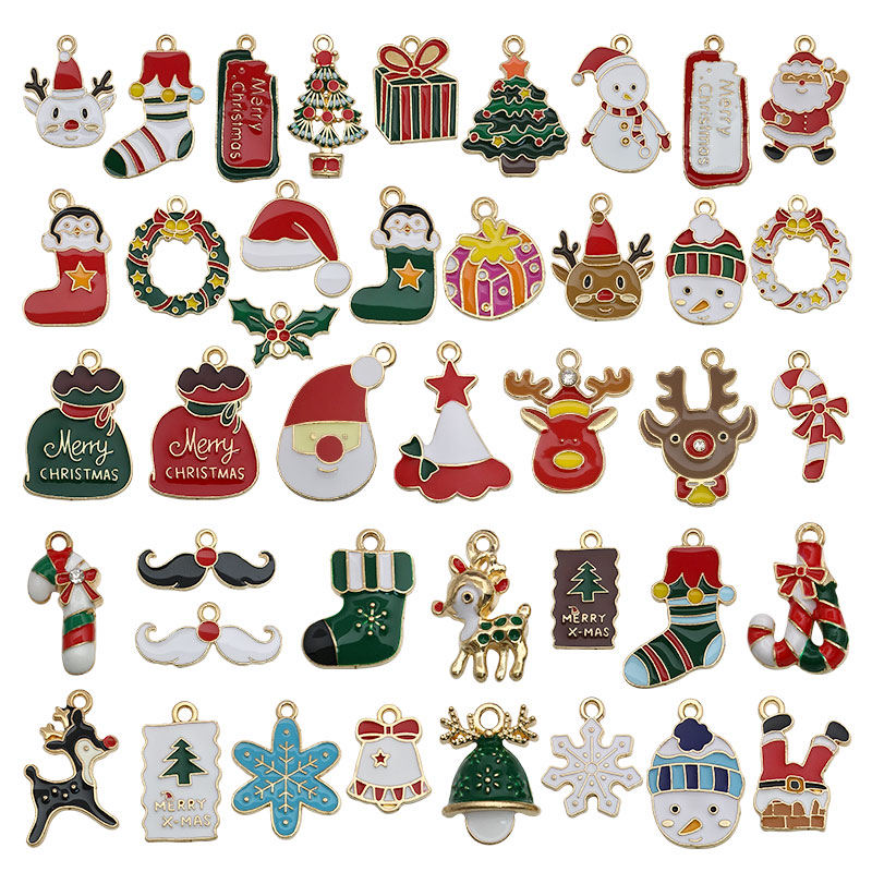 Tegooe Random Mix Christmas Enamel Charms - DIY Jewelry Making Accessories