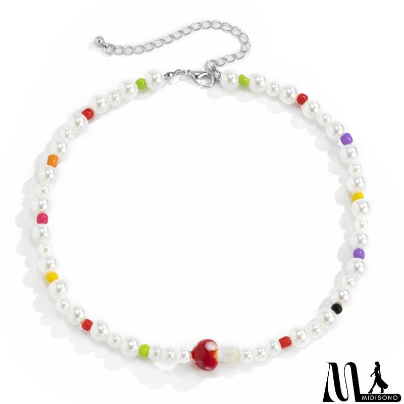 MidiSono - Coloured Handmade Beaded Mushroom Necklace For Women