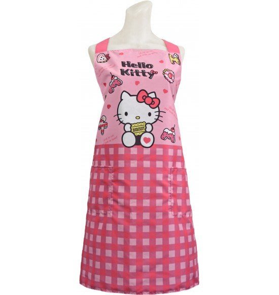 Hello Kitty & Tiny Chum Women Polyester Apron for Cooking Kitchen Craft Gardening Pink Plaid A Cute Shop - Inspired by You For The Cute Soul 