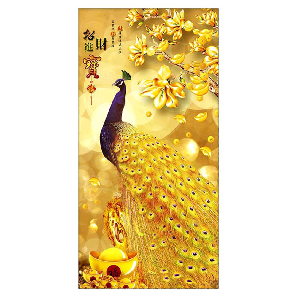 

50*95CM - Peacock - Round Drill Diamond Painting, 501 Original