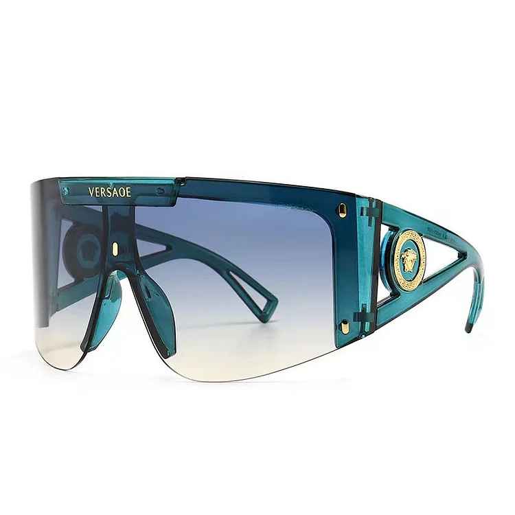 New Fashion Large Rim One-Piece Head Sunglasses Mask Integrated Glasses Personality Windproof Sports Sunglasses