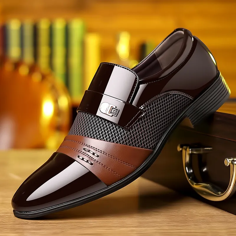 Churchf Churchf 7203 Three Color Wine Red Fashion Splicing Leather Shoes Man OPP Bag Packaging No Shoe Box