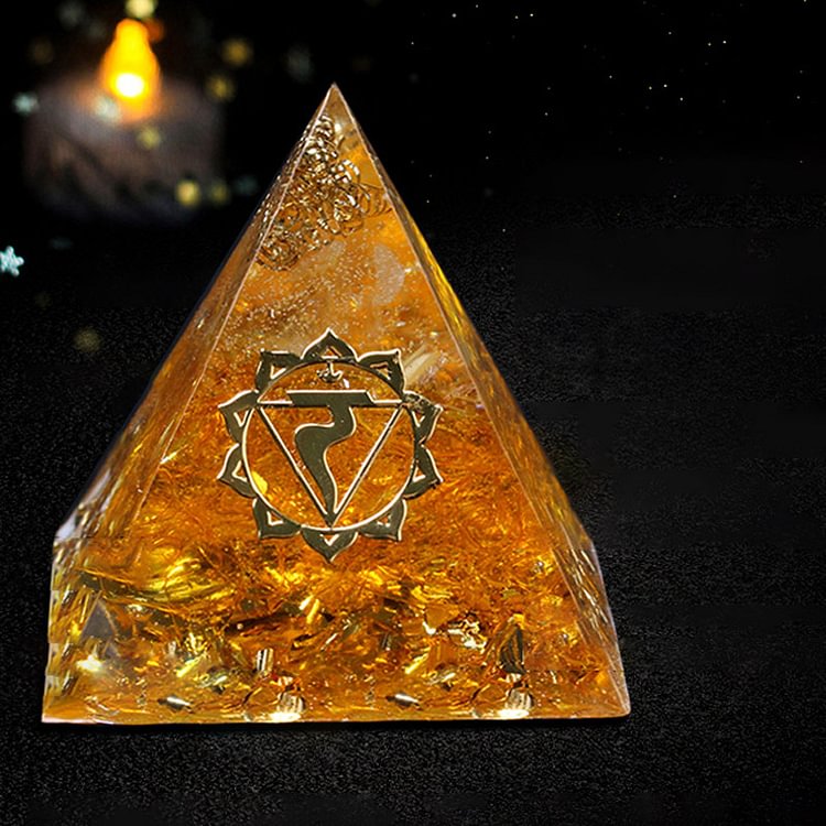  Citrine with Clear Quartz Lucky Wealth Orgone Pyramid
