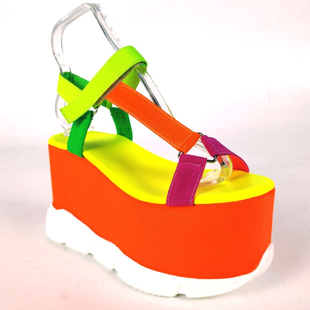 2021 Brand Design Big Size Multi Color Fashion INS Gothic Cosplay Summer Chunky Platform Sandals High Heel Wedges Shoes Women