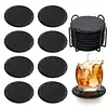 Square Slate Drink Coasters Set with Anti-Scratch Bottom for Home Office Kitchen