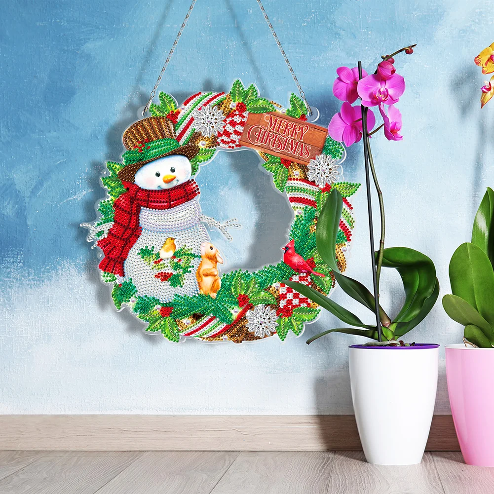 DIY Diamond Painting Art Hanging Wreath - Snowman