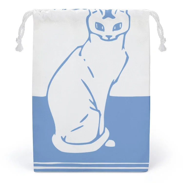 Drawstring Storage Bag Double White Cat  customized, personalized, gift