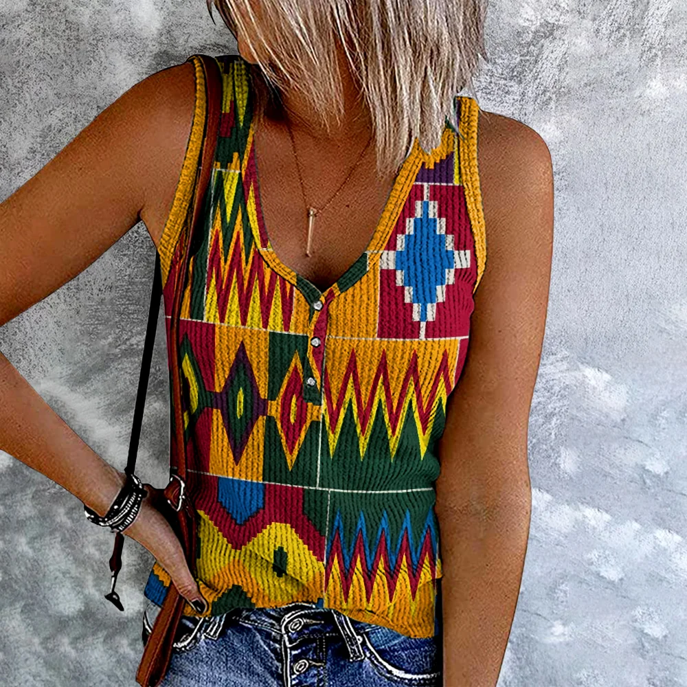 Africa Ethnic Retro Geometry Graphics V-Neck Tank Top
