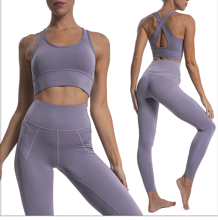 New Arrival 2 PCS Women Scrunch Booty Gym Clothing High Support Sports Seamless Yoga Gym Fitness Sets huanwei