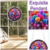(18.5cm)DIY Acrylic Jigsaw Puzzle Window Hanging with Hanging Chain DIY Stained Glass Decoration Round Window Puzzle Decor for DIY Craft Project (Flower)