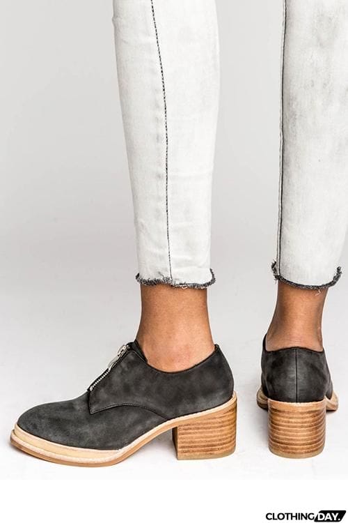 Zipper Mid Heel Pumps