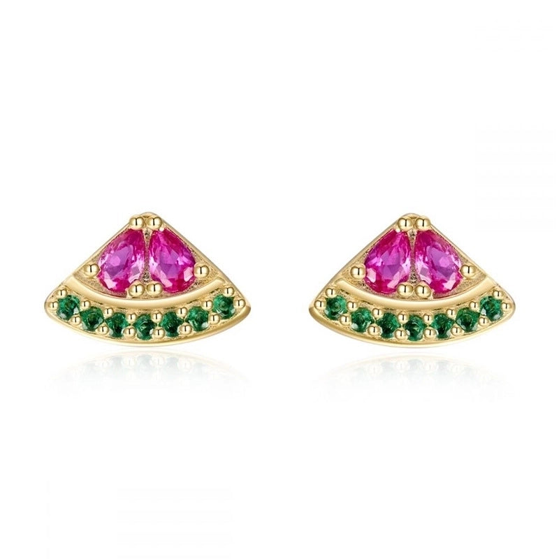 1 Pair Cute Minimalist Fruit Plating Diamond Copper Ear Studs