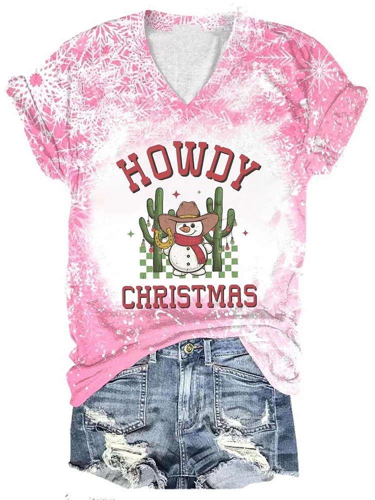Women's Howdy Christmas Print T-Shirt
