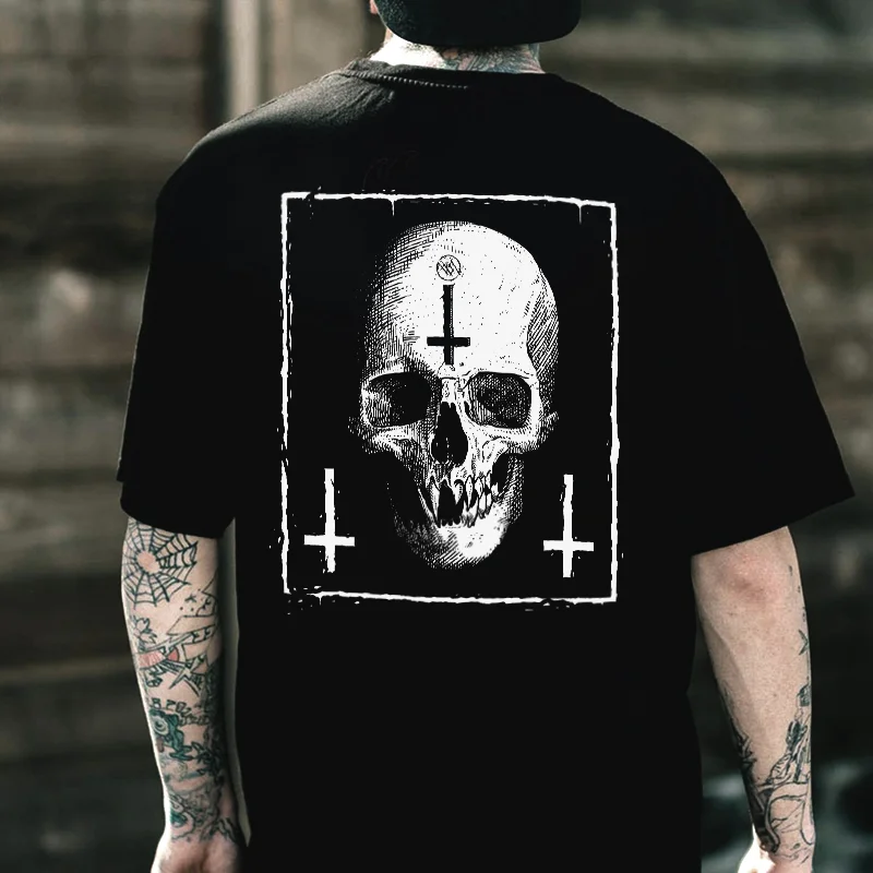 Scary Skull Printed Men's T-shirt -  