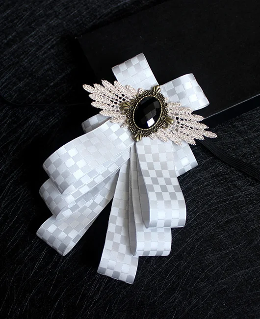 Vintage Rhinestone Decor Multilayer Blazer Bow Tie 