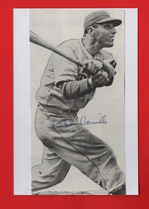 1938-43 DOLPH CAMILLI-BROOKLYN DODGERS AUTOGRAPHED ACTION Photo Poster painting-(d.1997)