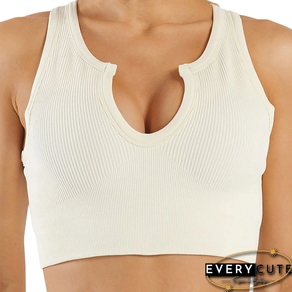 Beige Seamless Sleeveless Sports Vest Bra