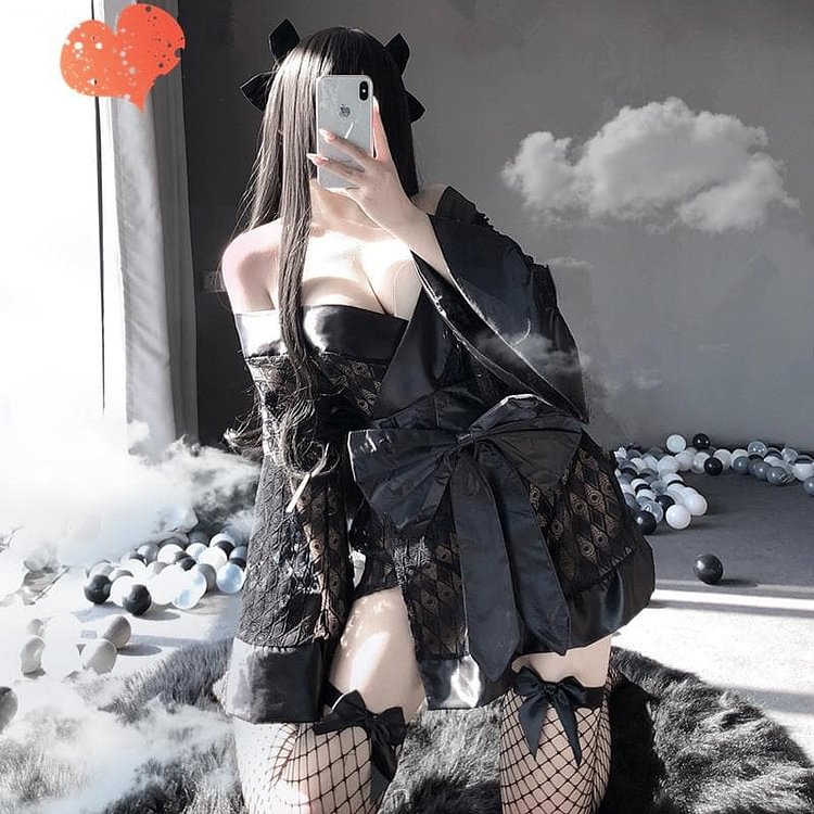 Dark Japanese Kimono Bathrobe Cosplay Lingerie SP166