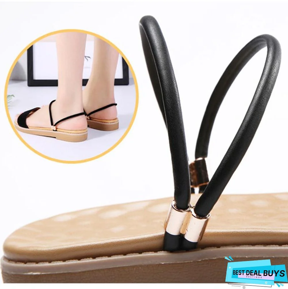 Women Summer Ankle Buckle Strap Sewing Flat Sandals Solid Comfort Casual Sandals