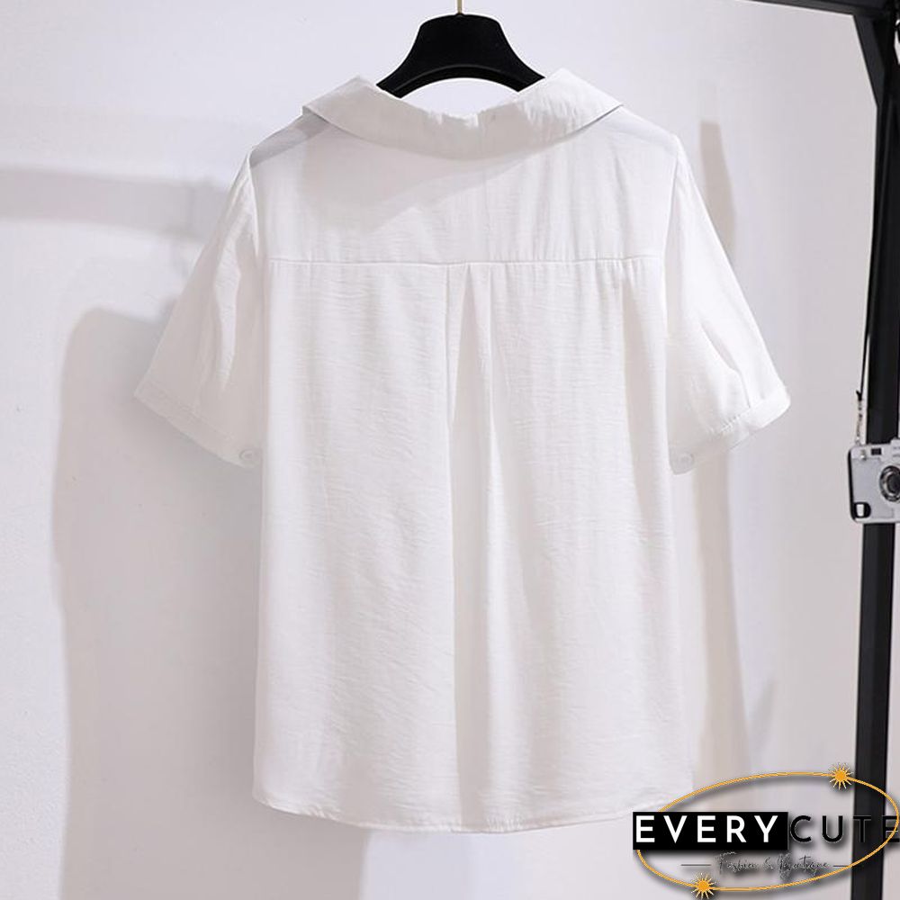 Patchwork Blouse+Hole Denim Shorts P13860