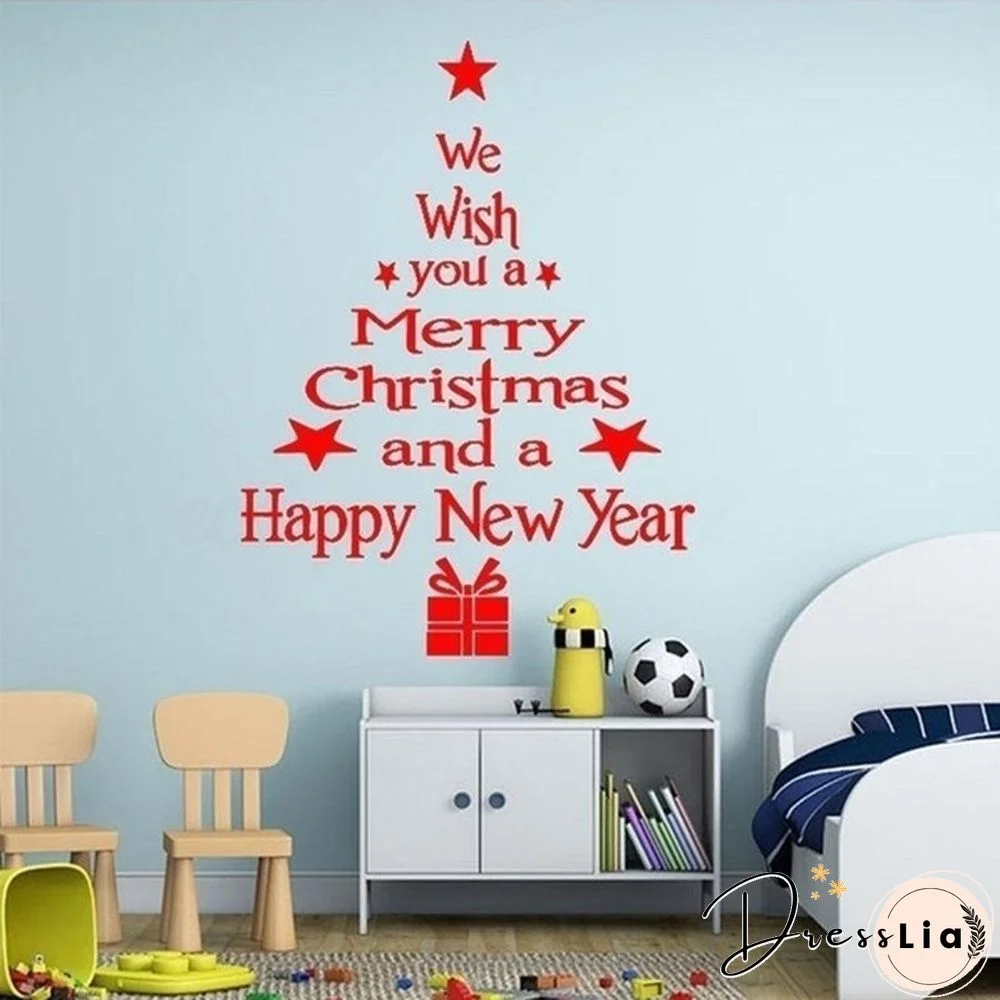 Removable Merry Christmas Tree Wall Stickers Art Vinyl Decal Home Window Decor