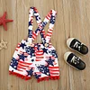 Baby Girl July 4th Independence Day Flying Sleeve Jumpsuit Suspender Short Sets