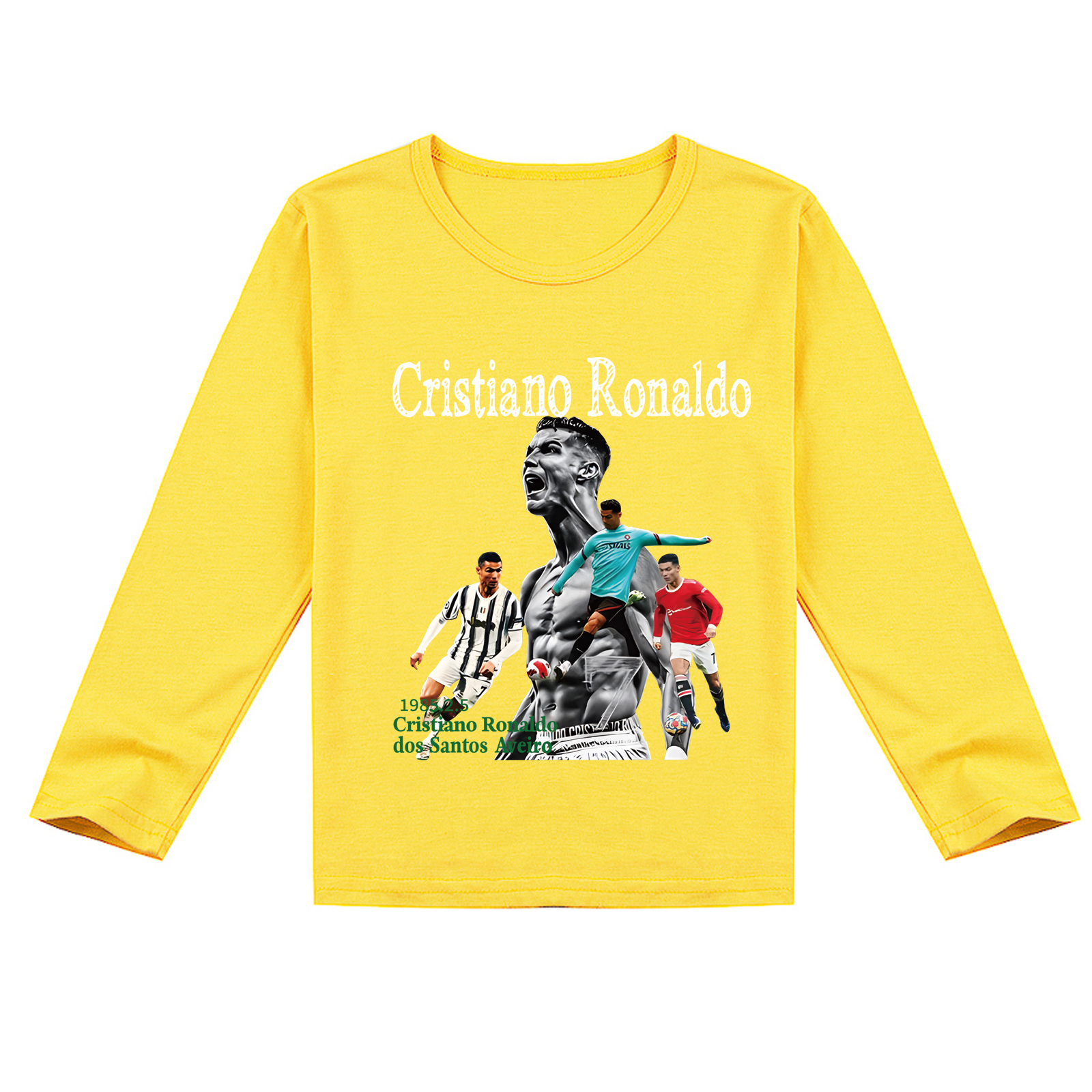 Mayoulove Unisex Cristiano Ronaldo Long Sleeve Tee for Boys  Girls - Soccer Star Kids Apparel, Perfect Gift-Mayoulove