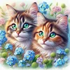 Diamond Painting - Full Round Drill - Two Cats(Canvas|40*40cm)