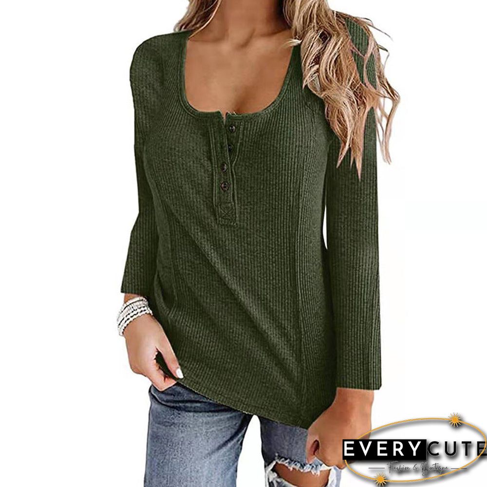Casual U Neck Long Sleeve Top