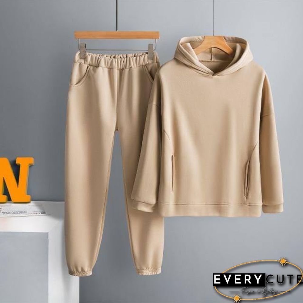 Two Piece Set Casual Fleece Tracksuit Women Winter Women's Sets Oversized Hooded Long Sleeve Hoodie Sport Pants Lady Suit