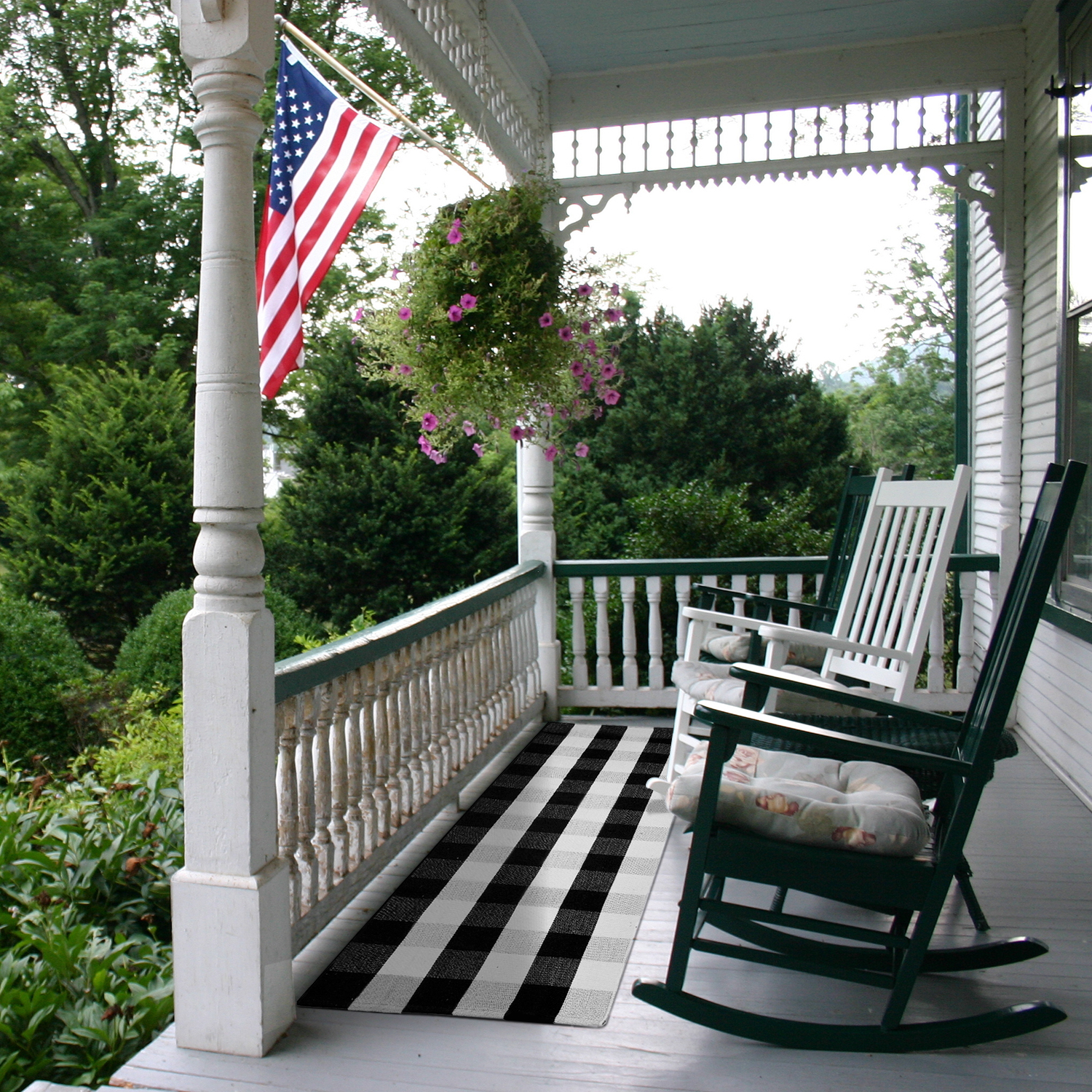24"X71" (2X6) Cotton Black and White Buffalo Plaid Check Runner Rugs