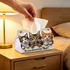 (24cm)Diamond Art Tissue Box Cover DIY PU Desktop Organizer Large(Cat)