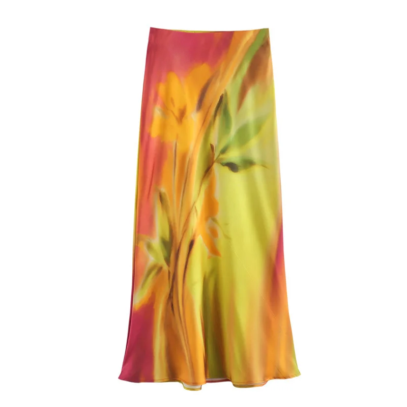 Woherb Woherb 2024 Summer New Satin Print Top 8690161 Dress 8505157 Straight Tube Skirt-Outfit Ideas