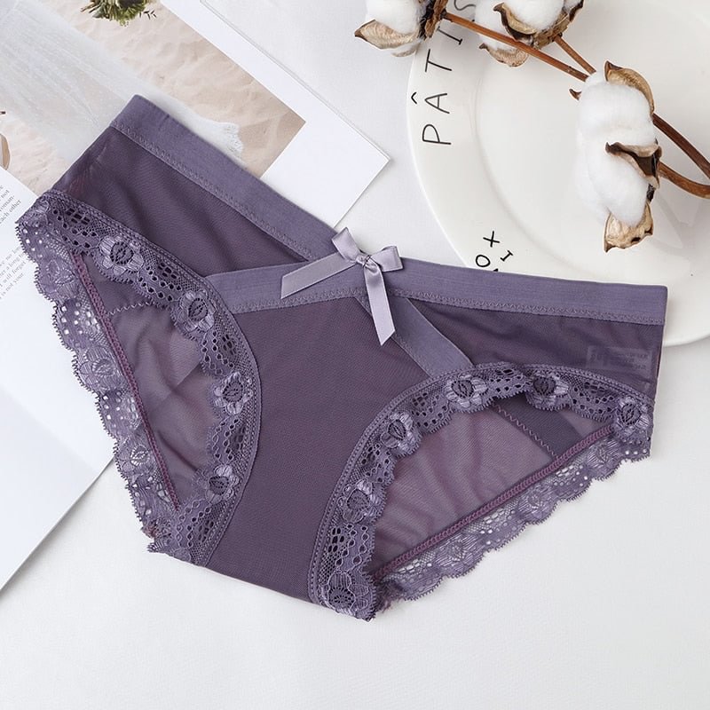 Women Lace Panties Seamless Panty Breathable Briefs For Female Cotton Crotch Low Waist Transparent Underwear Intimates Lingerie