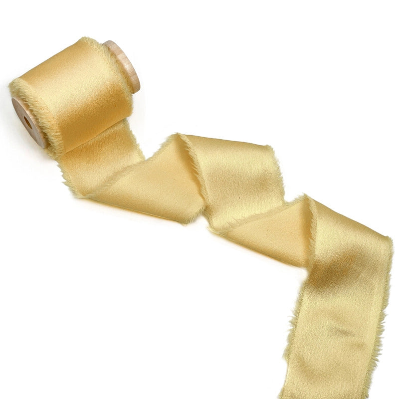 Satin Hand Ripped Burr Cloth Strip Ribbon New Year Ribbon Soft Decorative Hair Ribbon Flowers Ribbon Christmas Ribbon