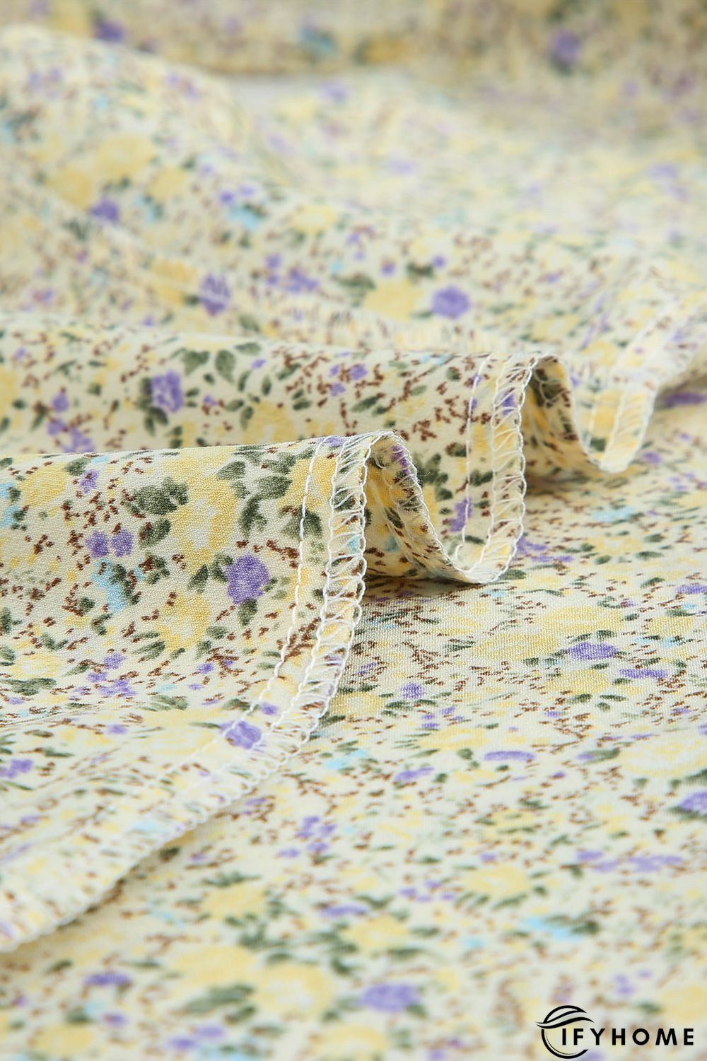 Floral Print Tie Knot Ruffled Short Sleeve Mini Dress | IFYHOME