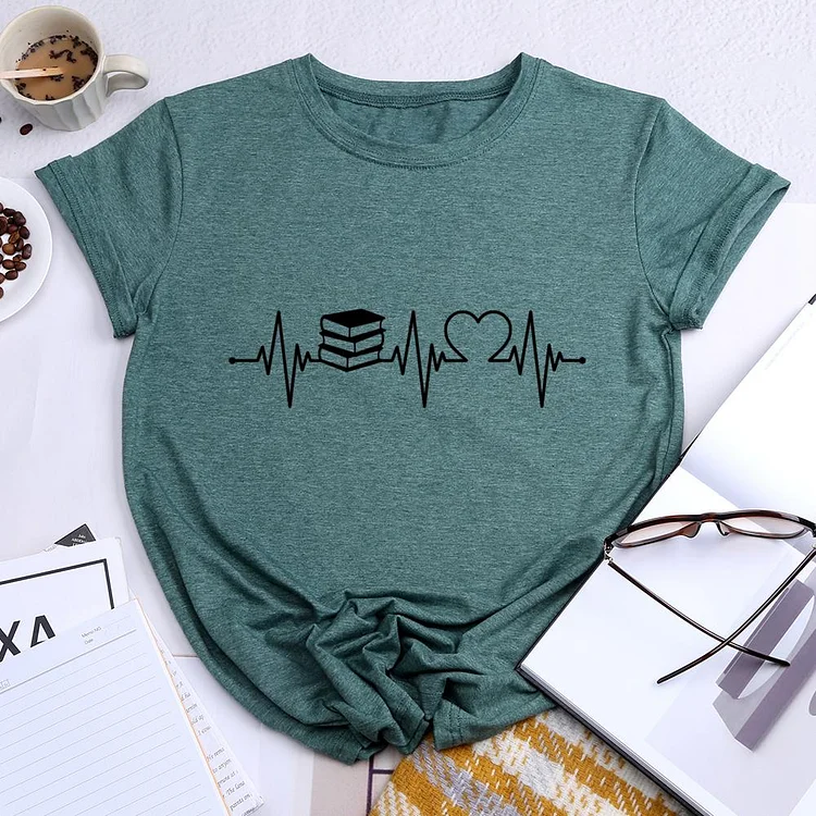 🛒New In - Heartbeat For Reading Round Neck T-shirt