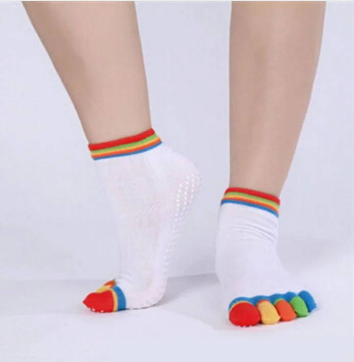 CUHAKCI Cotton Socks Five Fingers Multicolor Socks Yuga Skid Resistance Dots Pattern Printing Femme Dance Women's Toe Socks Girl