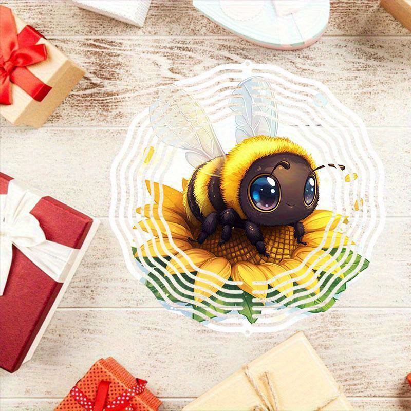Tegooe Tegooe Cute Bee Sunflower 2D Mandala Wind Spinner Chime - Dynamic Outdoor Garden Decoration