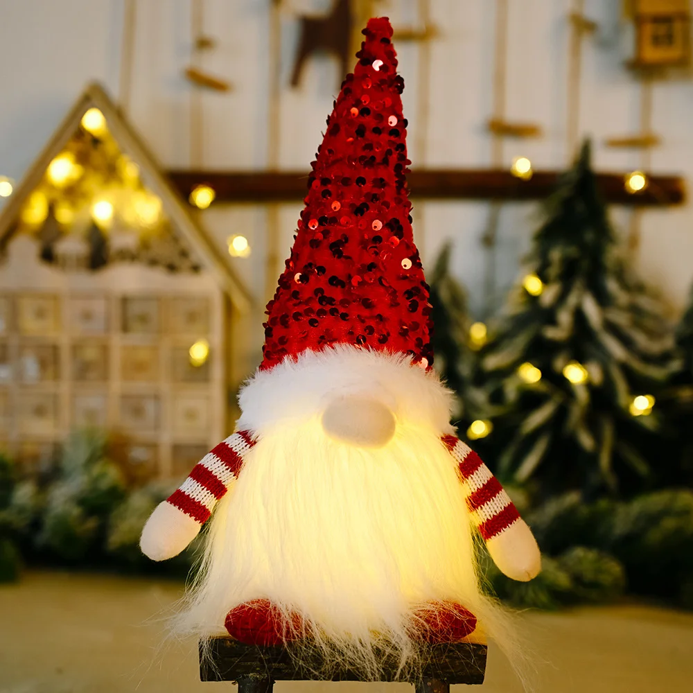 Christmas Sequins Glowing Gnome