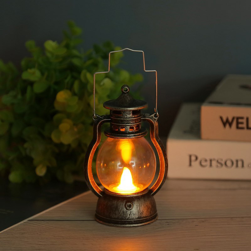 

Retro Classic Kerosene Lamp Portable LED Lantern Lights Antique Ornament, Bronze sliver, 501 Original