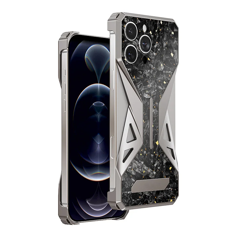 Aluminum Alloy Cross-Border Suitable For Apple 16Promax Mobile Phone Case New Forged Carbon Fiber Metal High-End Protective Case