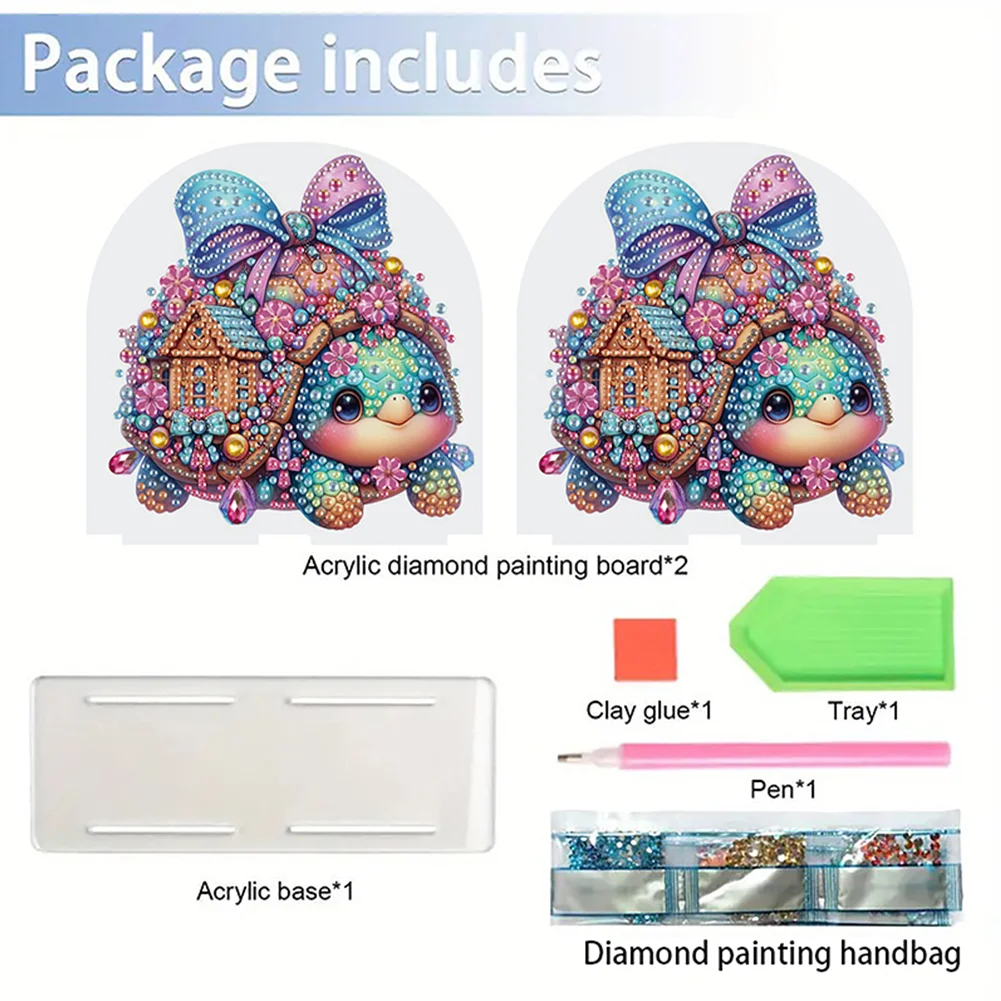 5D DIY Tortoise Acrylic Diamond Art Painting Napkin Holder Set