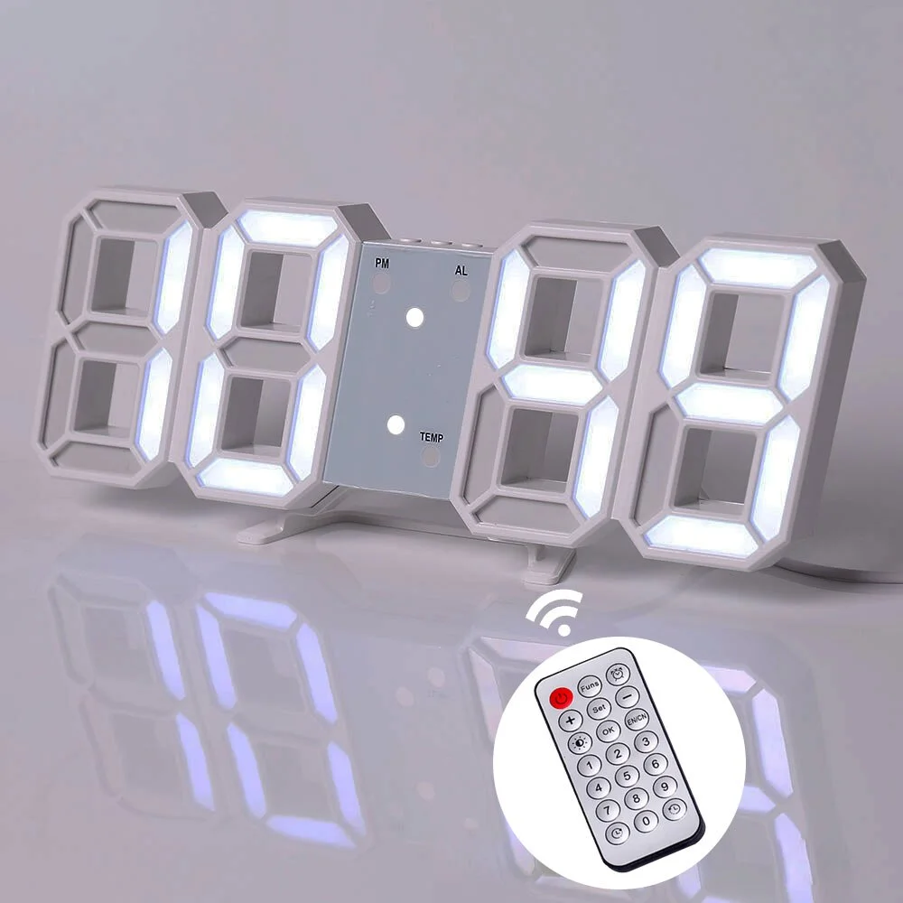 LED Digital Wall Clock Alarm Clock Wall Hanging Table Desk Electronic Digital Clock With 3 Levels Brightness Home Decor