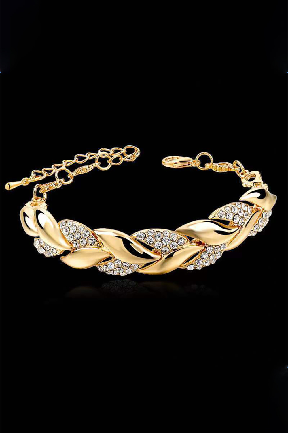 Fashion Leaf Rhinestone Adjustable Bracelet