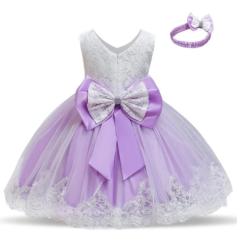 1 Year Old Baby Girls Dress for Newborn Girls Clothes Big Bowknot Formal Baby Girl Birthday Party Dress Christening Gown Dresses
